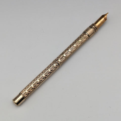Vintage Gold Filled Pencil & Dip Pen Telescoping 96-121mm